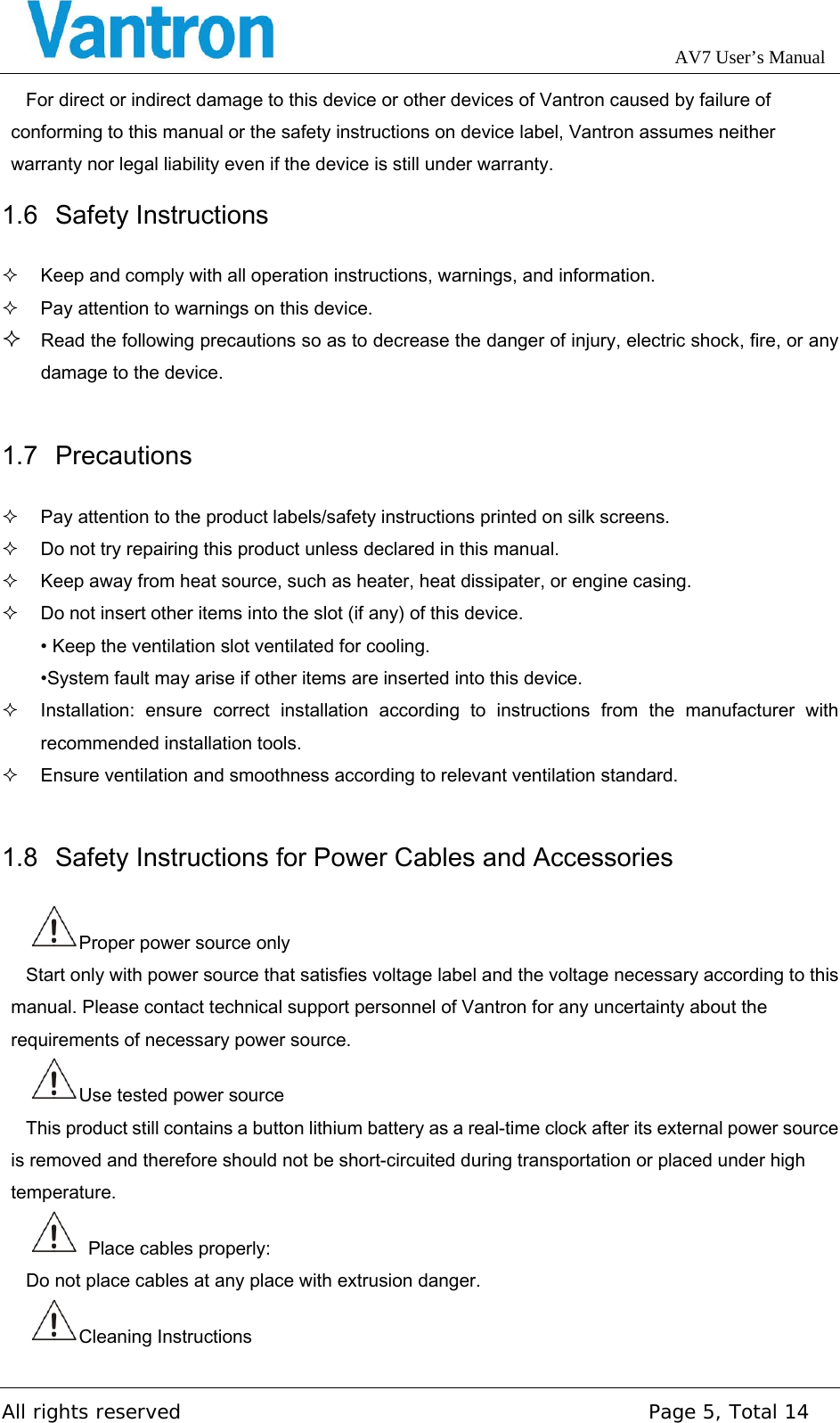 Page 5 of Chengdu Vantron Technology AV5AV72 M2M Gateway application User Manual AV7