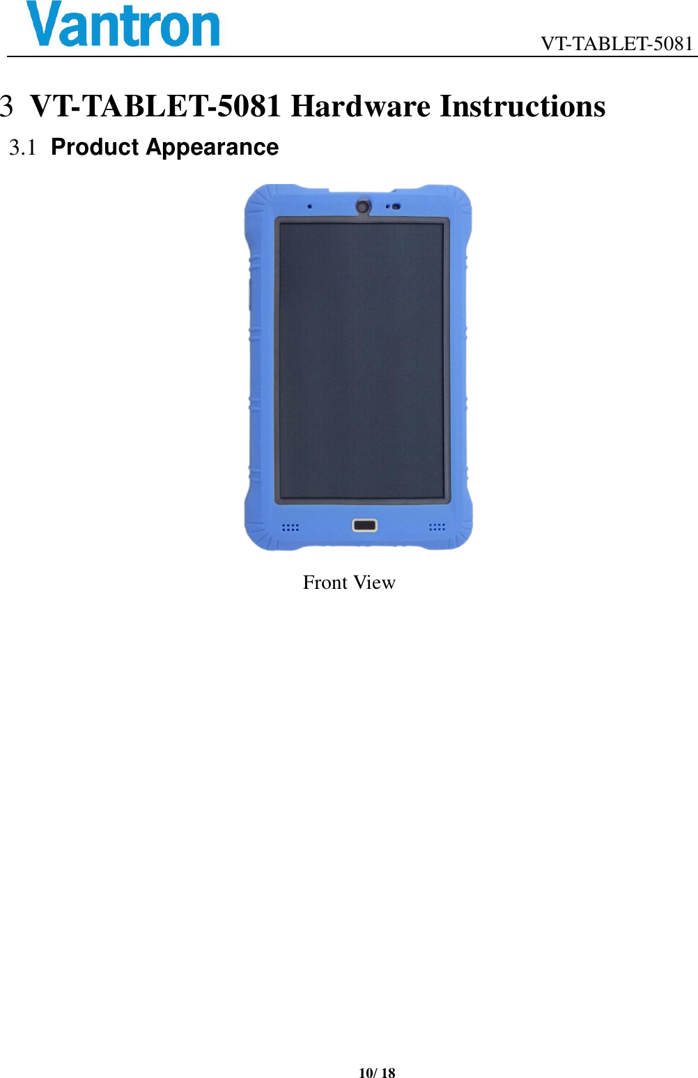 Page 10 of Chengdu Vantron Technology VTTABLET-5081 Tablet Computer User Manual
