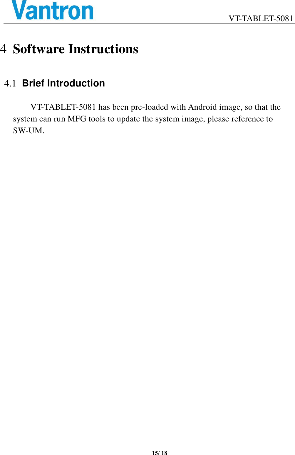 Page 15 of Chengdu Vantron Technology VTTABLET-5081 Tablet Computer User Manual