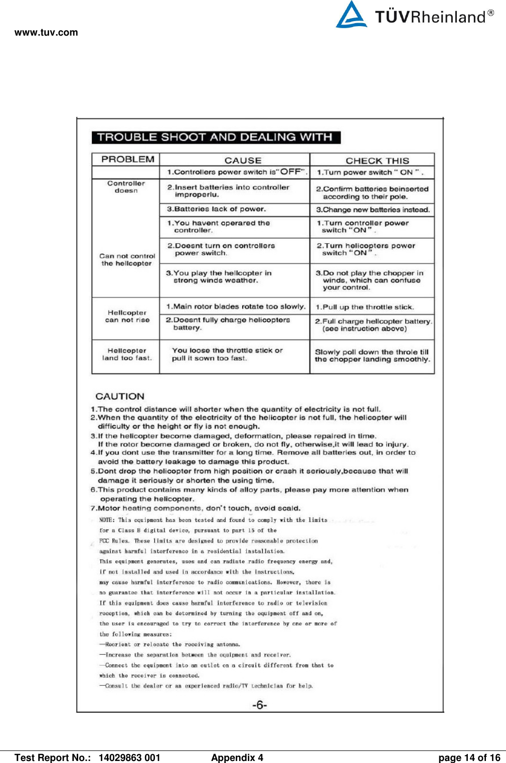 www.tuv.com   Test Report No.:  14029863 001  Appendix 4  page 14 of 16   