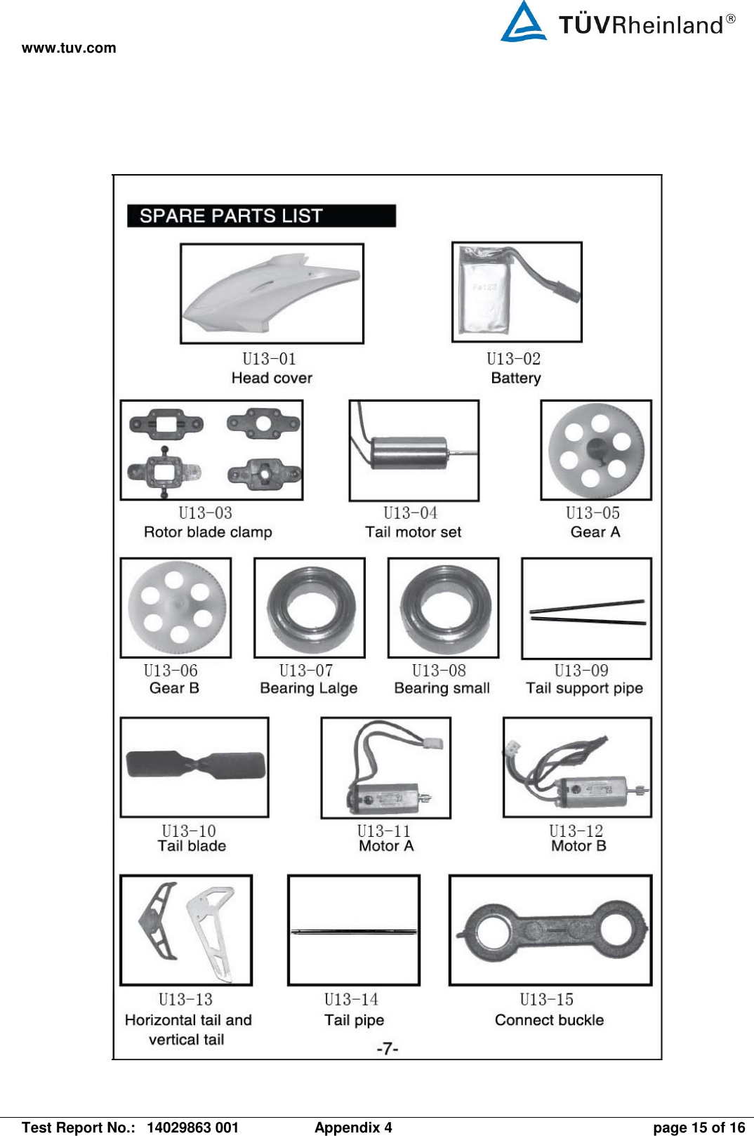 www.tuv.com   Test Report No.:  14029863 001  Appendix 4  page 15 of 16  