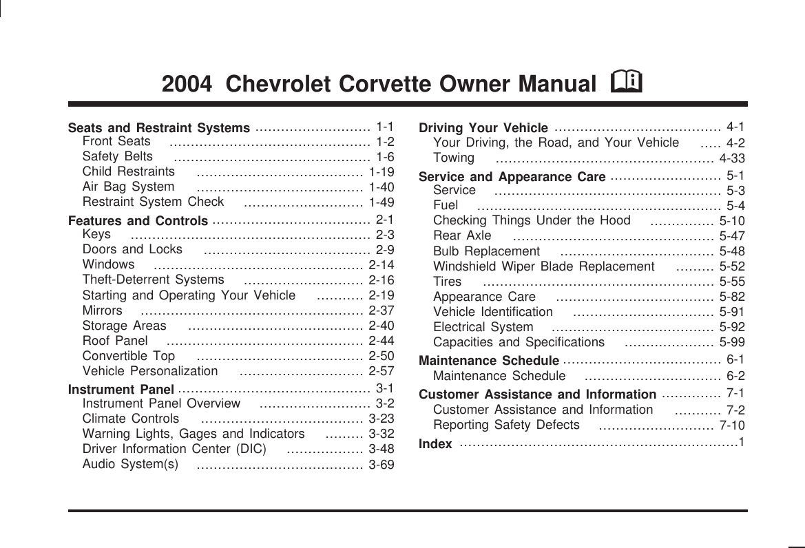 CORVETTE C4 USER MANUAL visual data 3