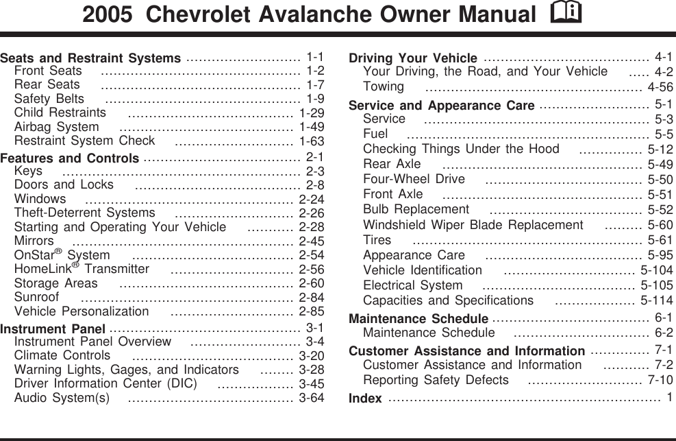 2005 CHEVY AVALANCHE SERVICE MANUAL PDF visual data 7