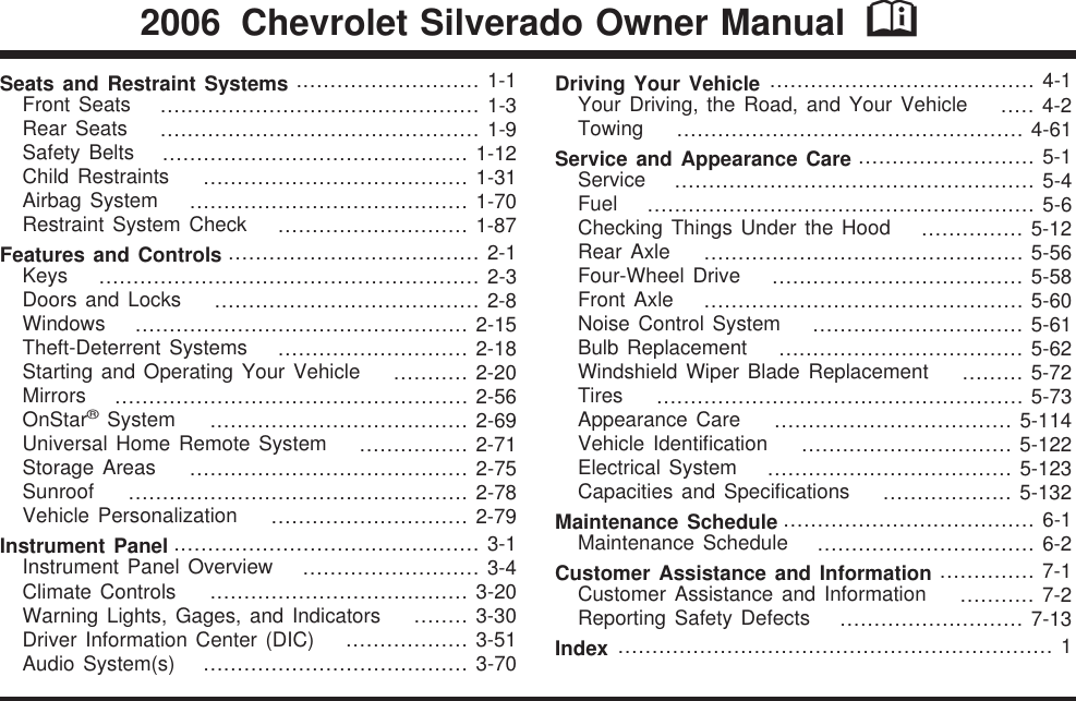 2016 CHEVROLET SILVERADO 1500 OWNERS MANUAL PDF visual data 6