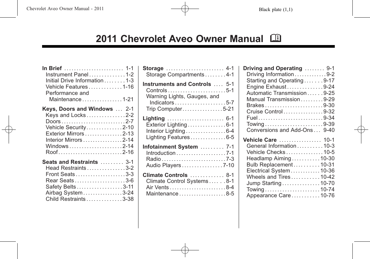 Chevrolet 2011 Aveo Owners Manual 00 Introduction 1..6