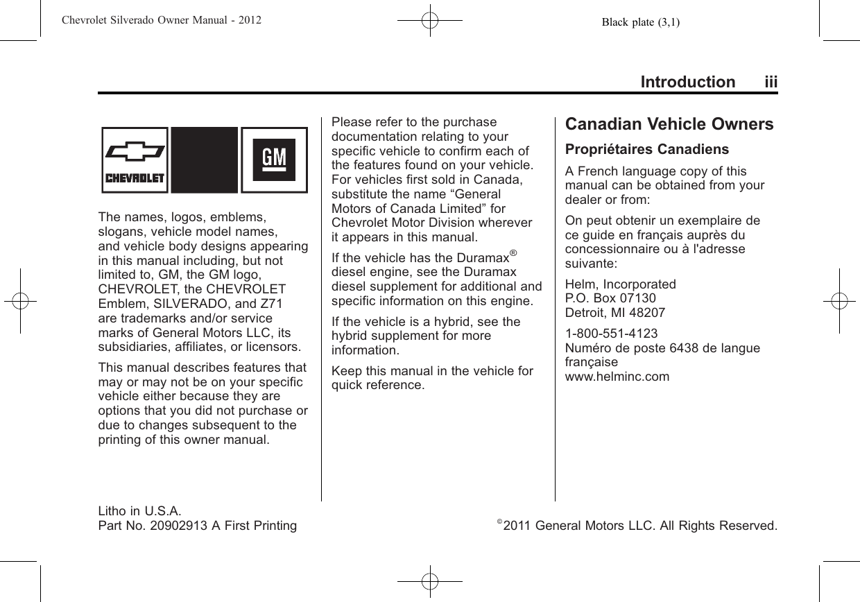 Bestseller  2012 Chevy Silverado Owners Manual