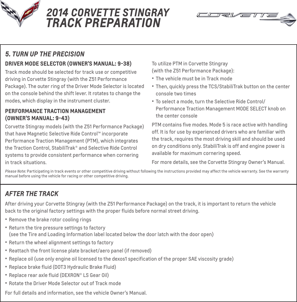 Page 4 of 4 - Chevrolet Chevrolet-2014-Chevrolet-Corvette-Stingray-Users-Guide- Track Prep Guide  Chevrolet-2014-chevrolet-corvette-stingray-users-guide