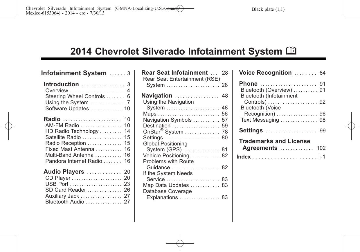 Chevrolet 2014 Silverado 1500 Navigation Manual Guide