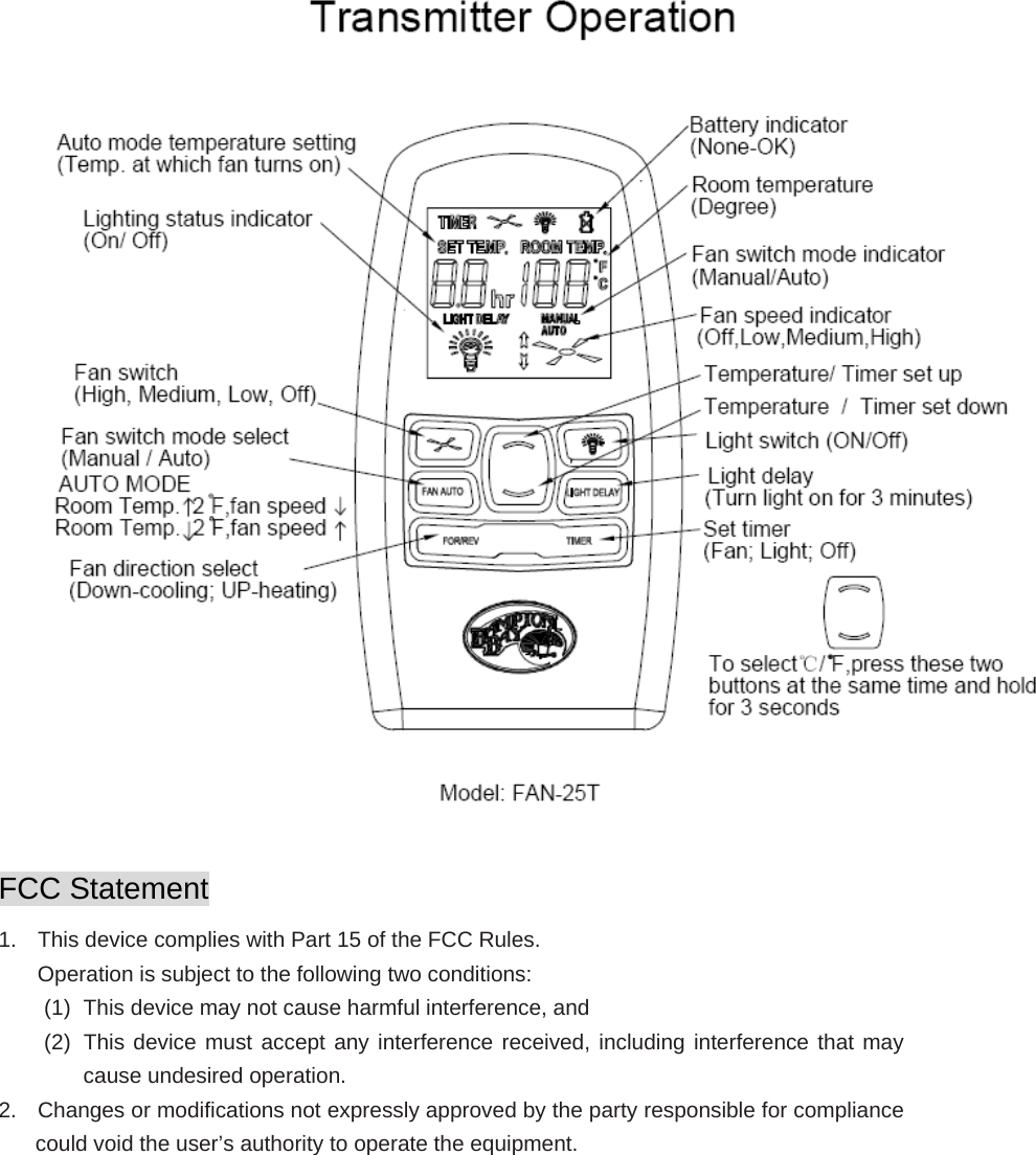   FCC Statement 1.  This device complies with Part 15 of the FCC Rules. Operation is subject to the following two conditions: (1)  This device may not cause harmful interference, and (2)  This device must accept any interference received, including interference that may cause undesired operation. 2.  Changes or modifications not expressly approved by the party responsible for compliance could void the user&rsquo;s authority to operate the equipment.  