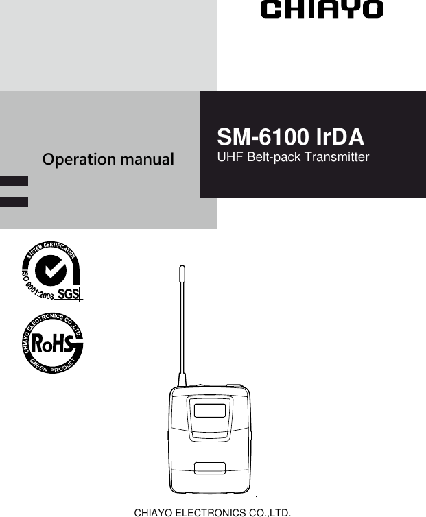 Page 1 of Chiayo Electronics Co SM-6100IRDAB Wireless Beltpack Transmitter User Manual