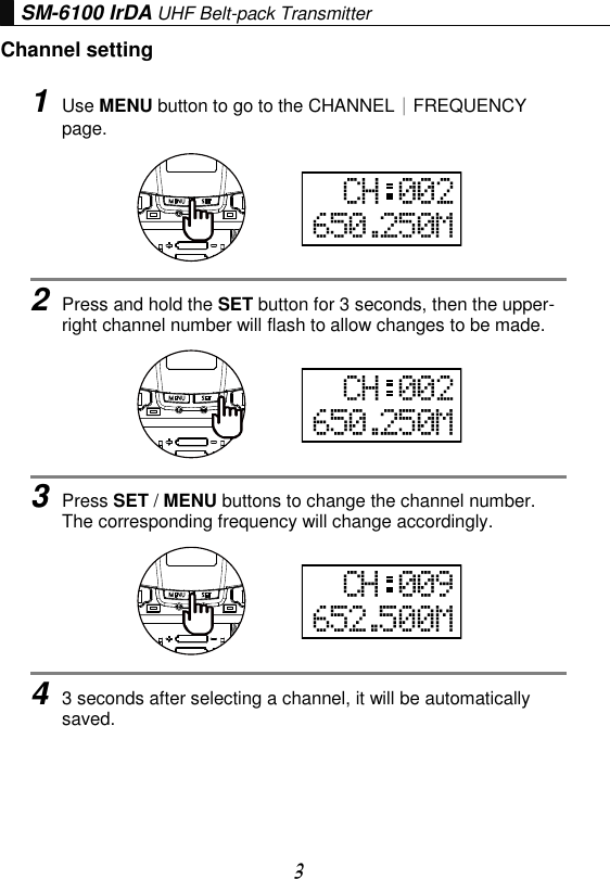 Page 4 of Chiayo Electronics Co SM-6100IRDAB Wireless Beltpack Transmitter User Manual