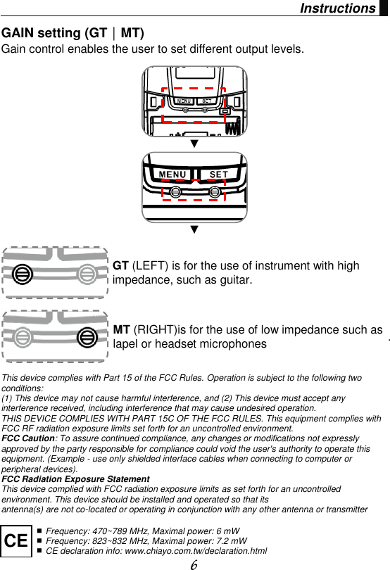 Page 7 of Chiayo Electronics Co SM-6100IRDAB Wireless Beltpack Transmitter User Manual