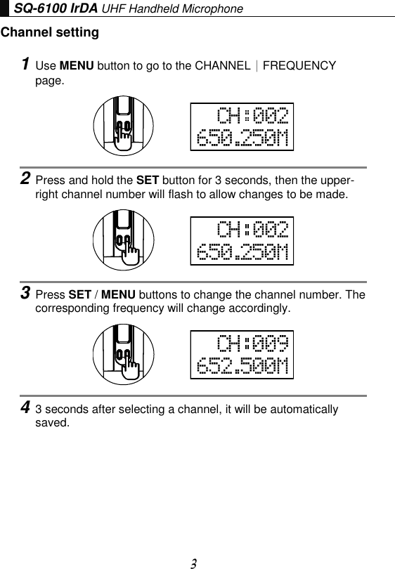 Page 4 of Chiayo Electronics Co SQ-6100IRDAB Wireless Microphone User Manual