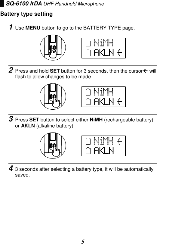 Page 6 of Chiayo Electronics Co SQ-6100IRDAB Wireless Microphone User Manual