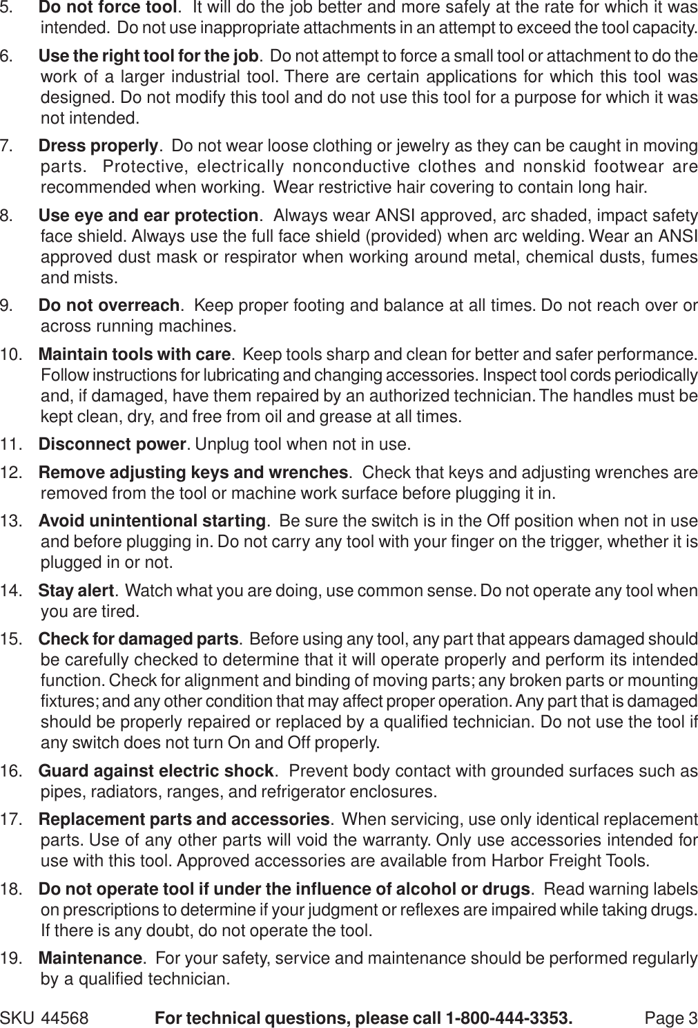 Page 3 of 8 - Chicago-Electric Chicago-Electric-44568-Users-Manual- 44568 Chicago-electric-44568-users-manual