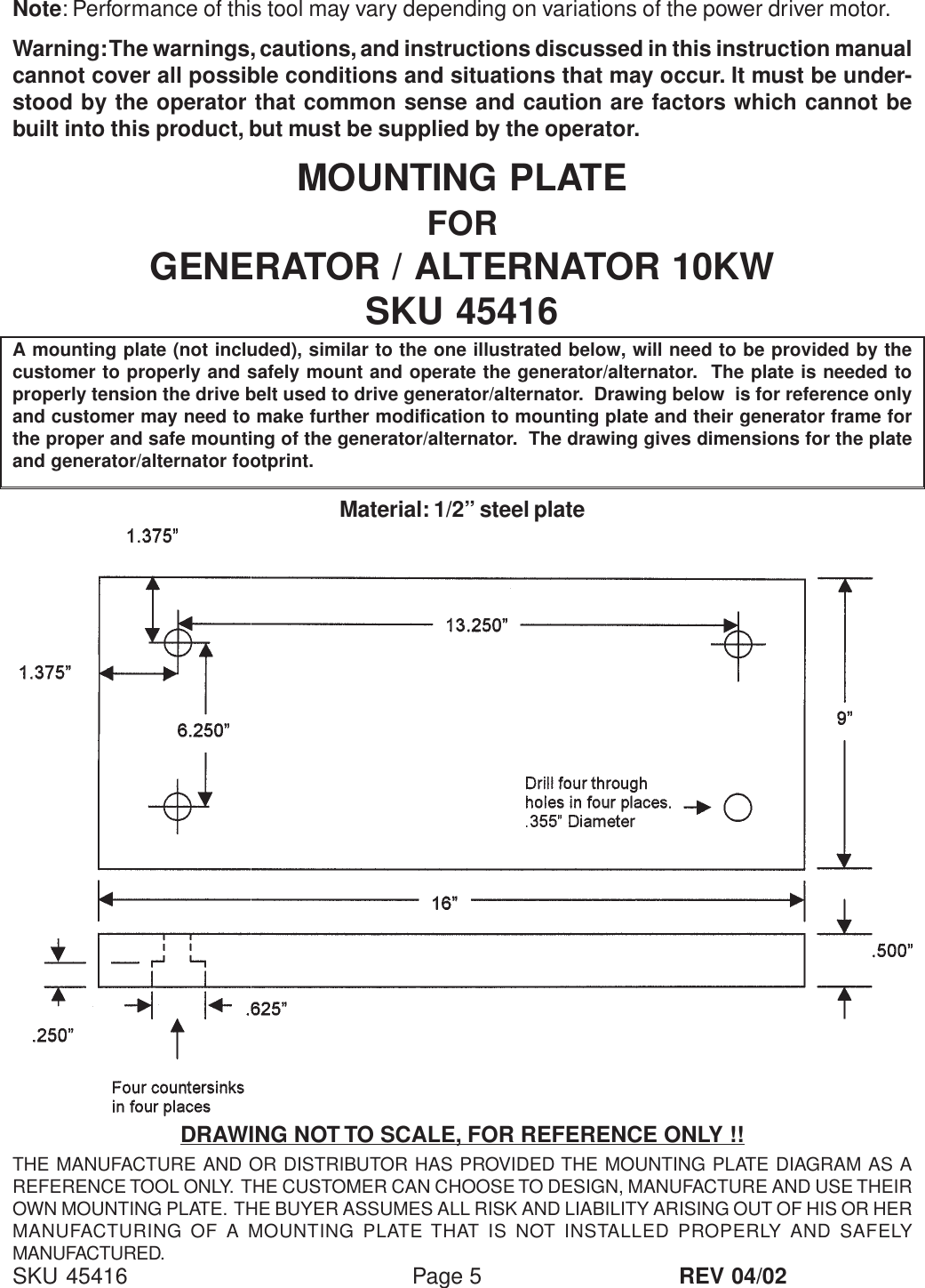 Page 5 of 11 - Chicago-Electric Chicago-Electric-45416-Users-Manual- 45416  Chicago-electric-45416-users-manual