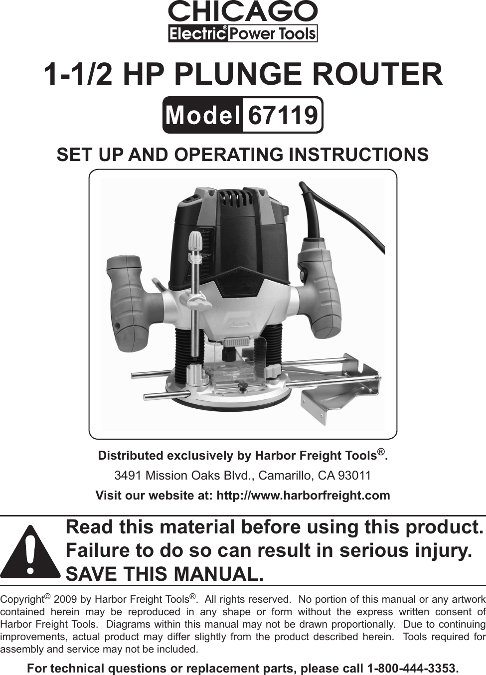 Chicago Electric 67119 Users Manual