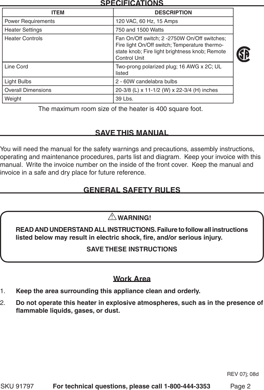 Page 2 of 12 - Chicago-Electric Chicago-Electric-91797-Users-Manual-  Chicago-electric-91797-users-manual