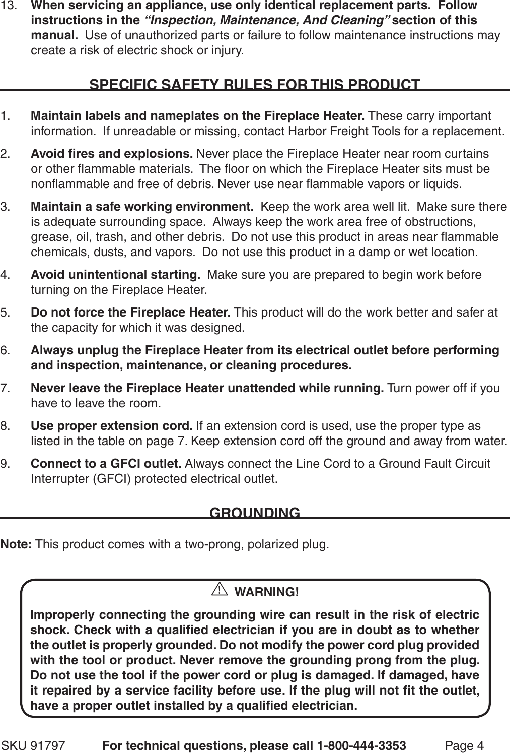 Page 4 of 12 - Chicago-Electric Chicago-Electric-91797-Users-Manual-  Chicago-electric-91797-users-manual