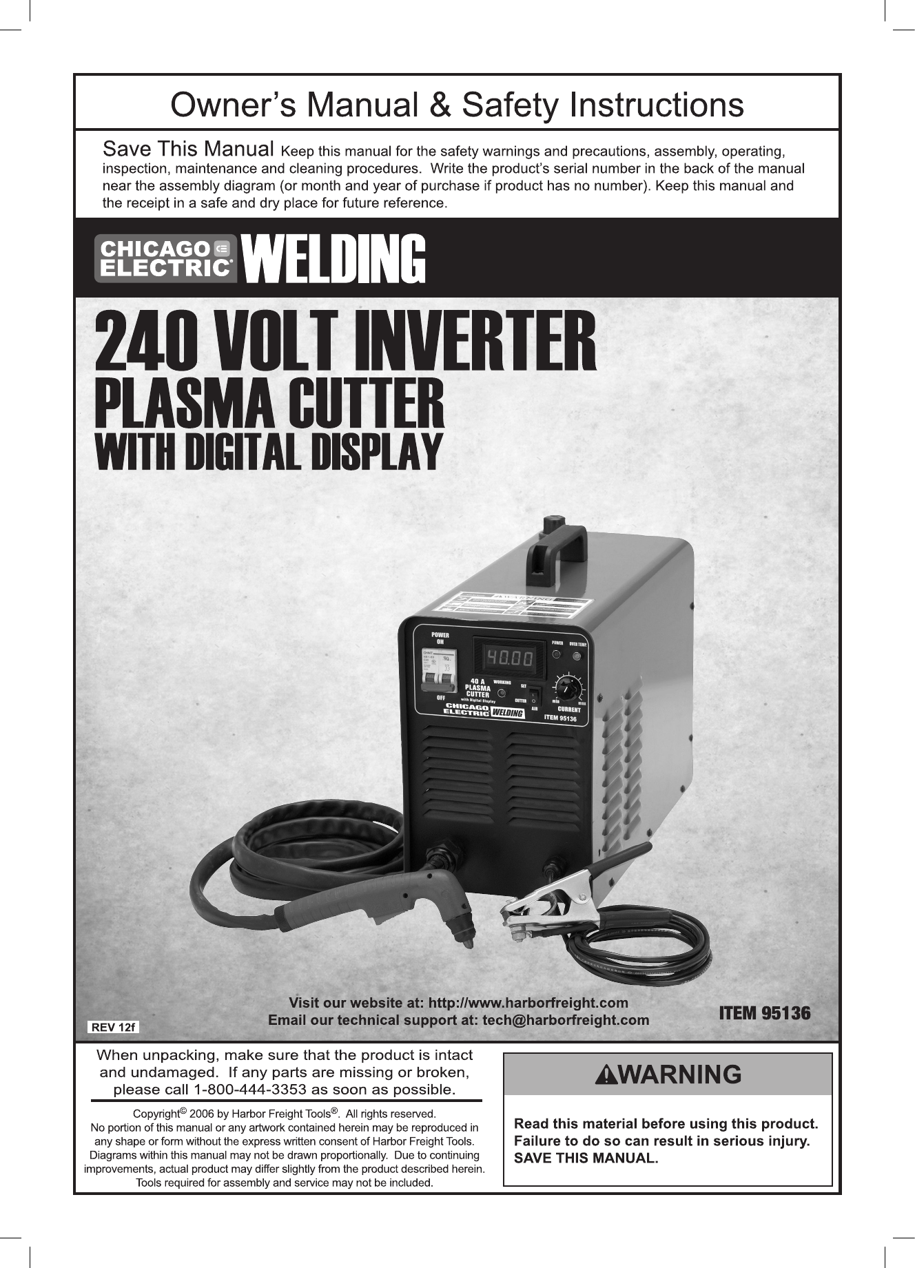 Chicago Electric 95136 Users Manual