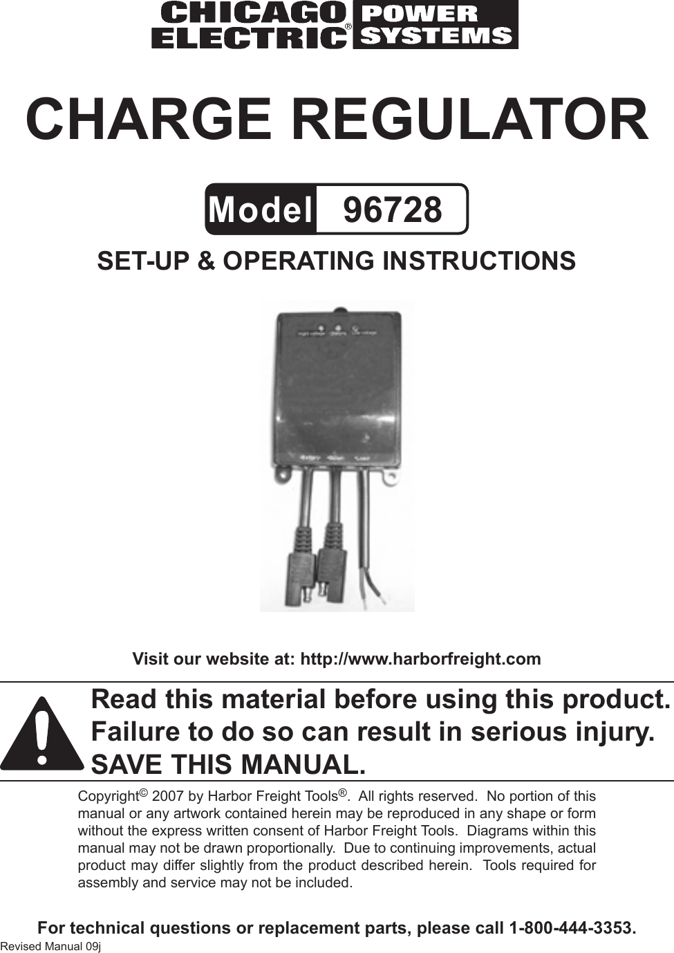 Page 1 of 7 - Chicago-Electric Chicago-Electric-96728-Users-Manual-  Chicago-electric-96728-users-manual