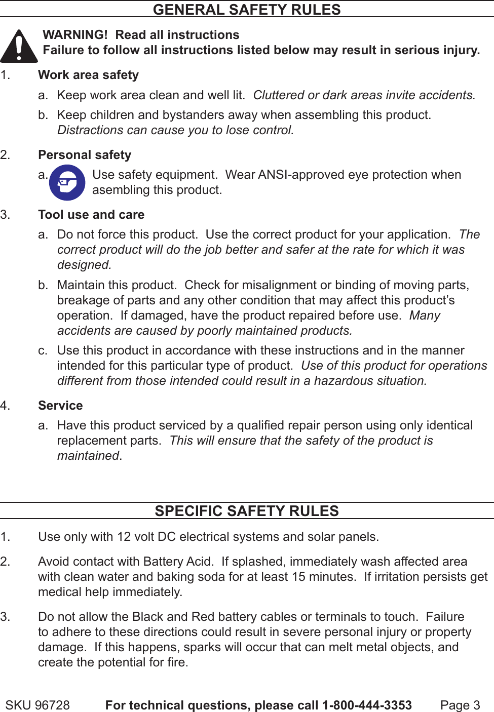 Page 3 of 7 - Chicago-Electric Chicago-Electric-96728-Users-Manual-  Chicago-electric-96728-users-manual