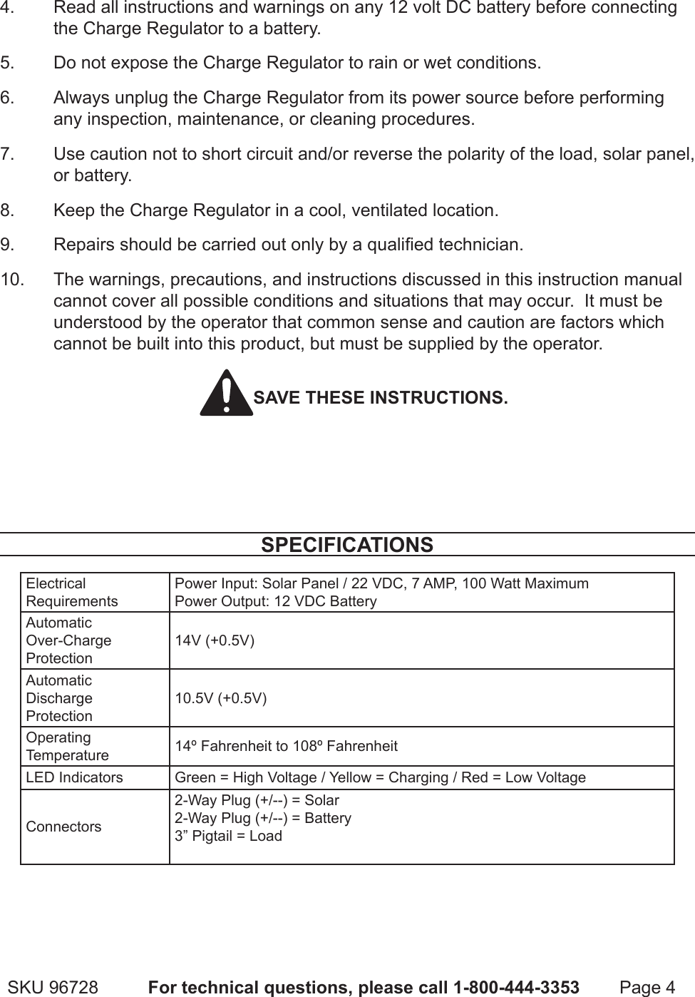 Page 4 of 7 - Chicago-Electric Chicago-Electric-96728-Users-Manual-  Chicago-electric-96728-users-manual