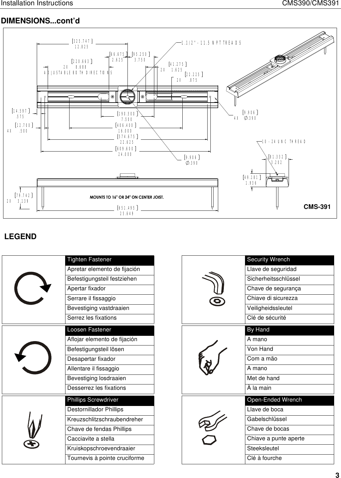 Page 3 of 6 - Chief-Manufacturing Chief-Manufacturing-Cms390-Users-Manual- CMS390-391 INSTALLATION INSTRUCTIONS  Chief-manufacturing-cms390-users-manual