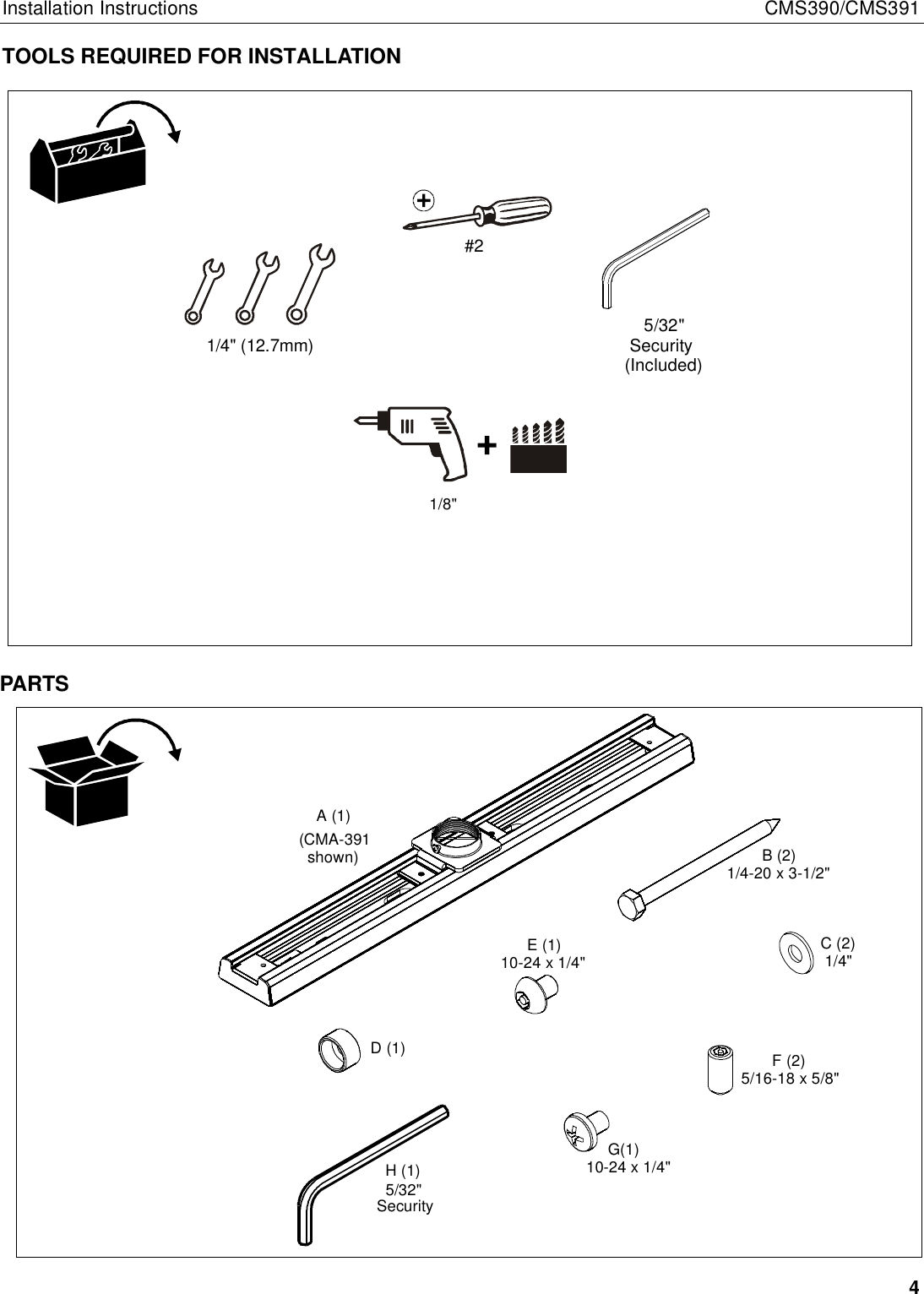 Page 4 of 6 - Chief-Manufacturing Chief-Manufacturing-Cms390-Users-Manual- CMS390-391 INSTALLATION INSTRUCTIONS  Chief-manufacturing-cms390-users-manual