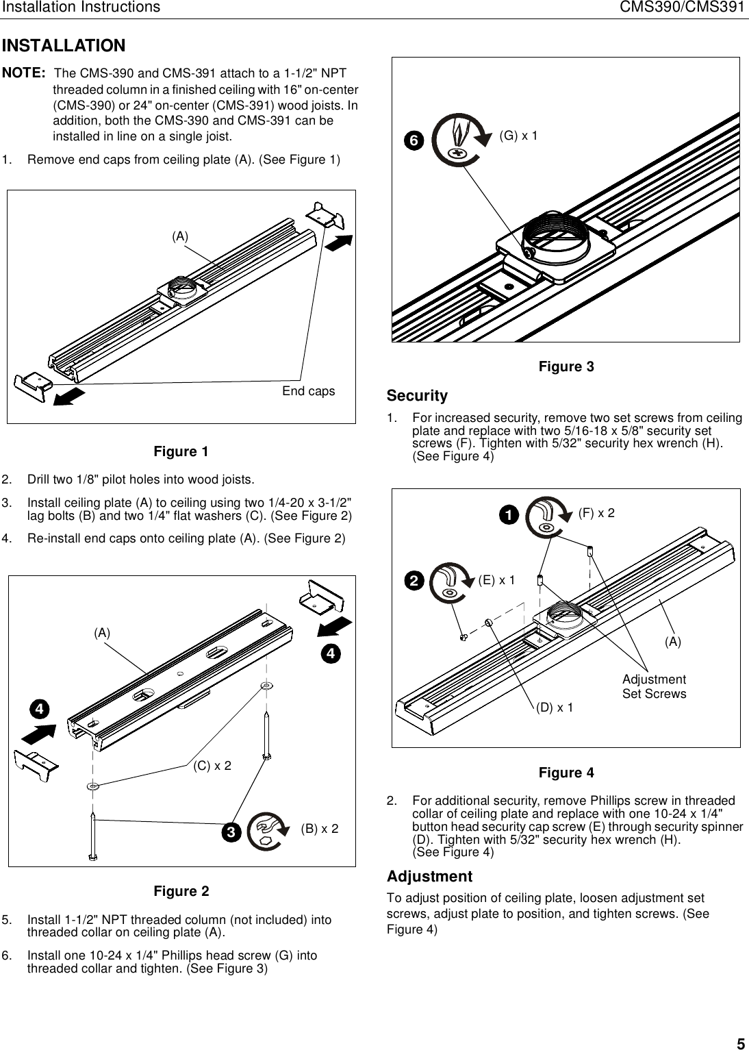 Page 5 of 6 - Chief-Manufacturing Chief-Manufacturing-Cms390-Users-Manual- CMS390-391 INSTALLATION INSTRUCTIONS  Chief-manufacturing-cms390-users-manual