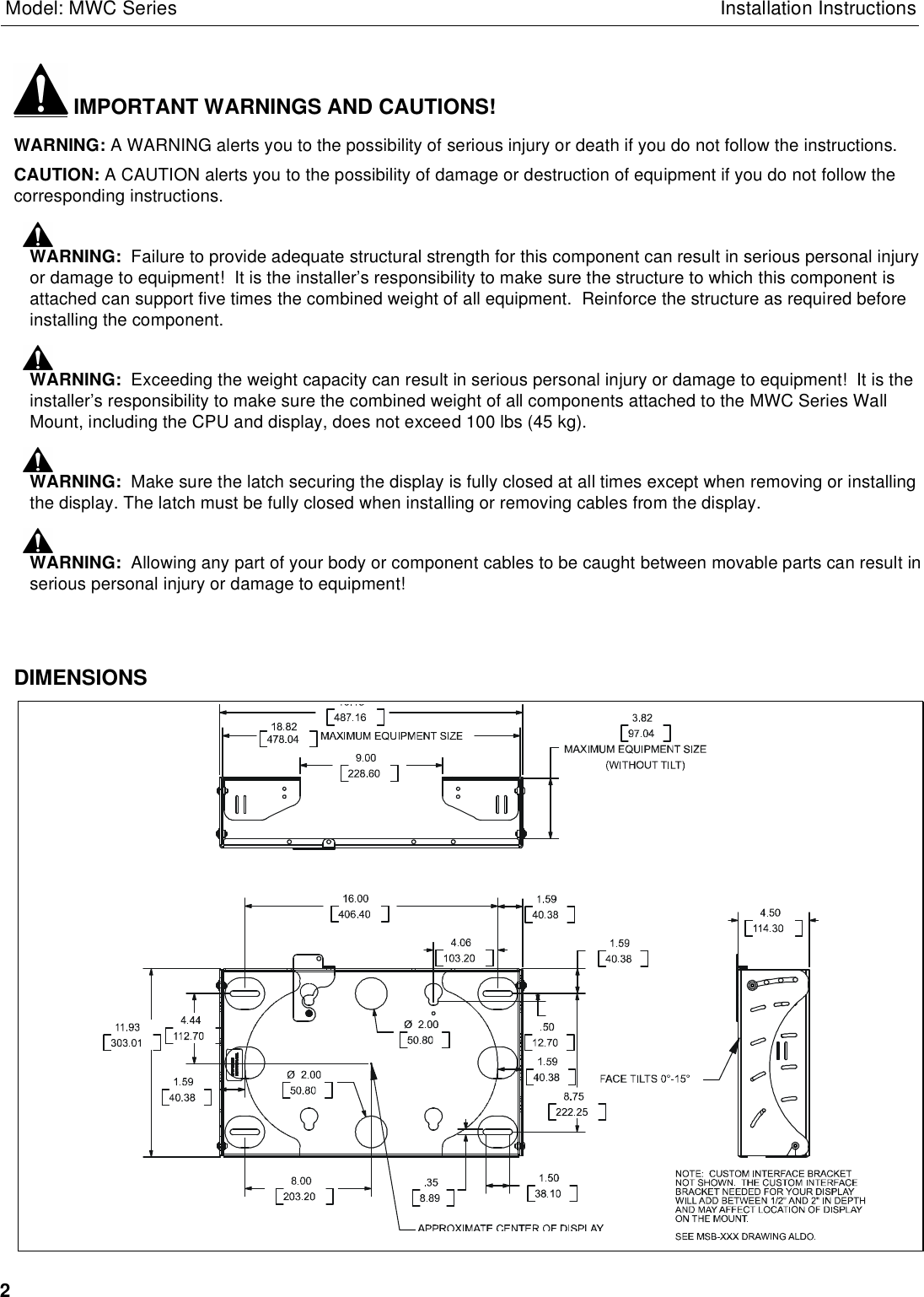 Page 2 of 6 - Chief-Manufacturing Chief-Manufacturing-Mwc-Series-Users-Manual- MWC SERIES INSTALLATION INSTRUCTIONS Chief-manufacturing-mwc-series-users-manual