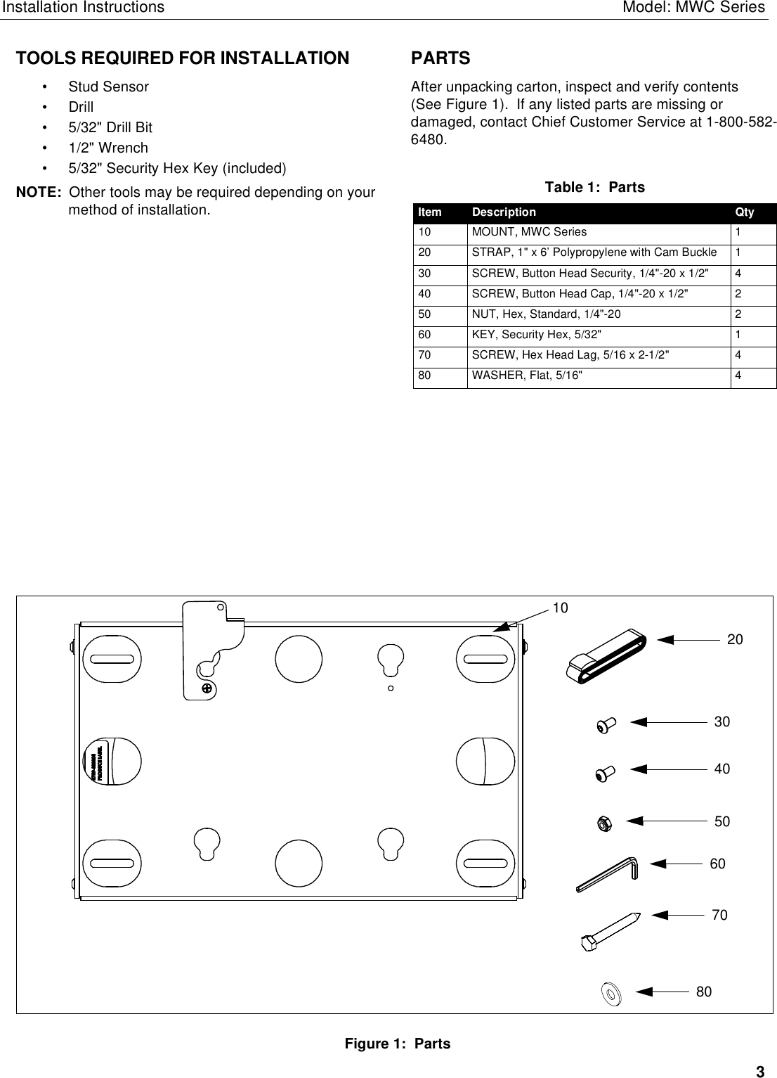 Page 3 of 6 - Chief-Manufacturing Chief-Manufacturing-Mwc-Series-Users-Manual- MWC SERIES INSTALLATION INSTRUCTIONS Chief-manufacturing-mwc-series-users-manual