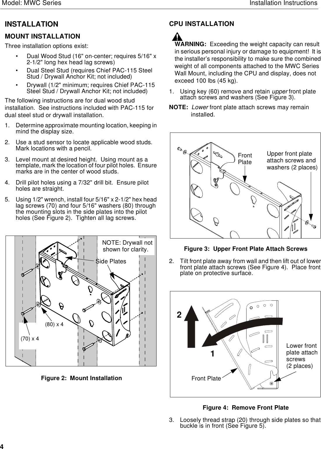 Page 4 of 6 - Chief-Manufacturing Chief-Manufacturing-Mwc-Series-Users-Manual- MWC SERIES INSTALLATION INSTRUCTIONS Chief-manufacturing-mwc-series-users-manual