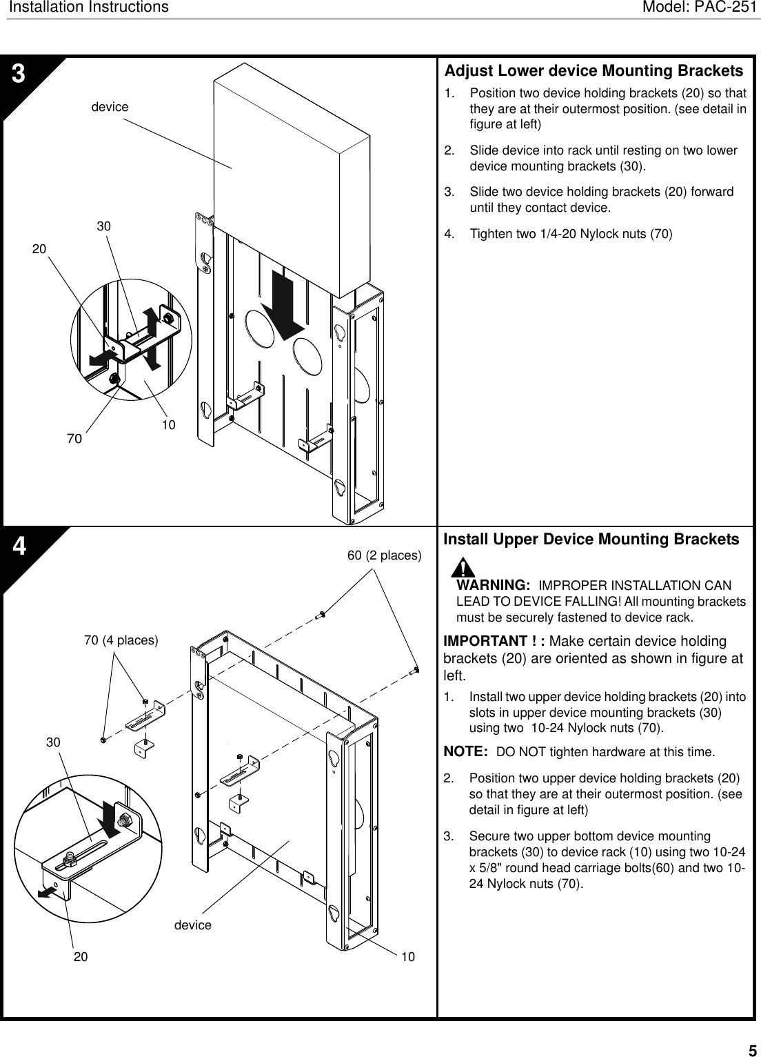 Page 5 of 6 - Chief-Manufacturing Chief-Manufacturing-Pac-251-Users-Manual- PAC251 INSTALLATION INSTRUCTIONS  Chief-manufacturing-pac-251-users-manual