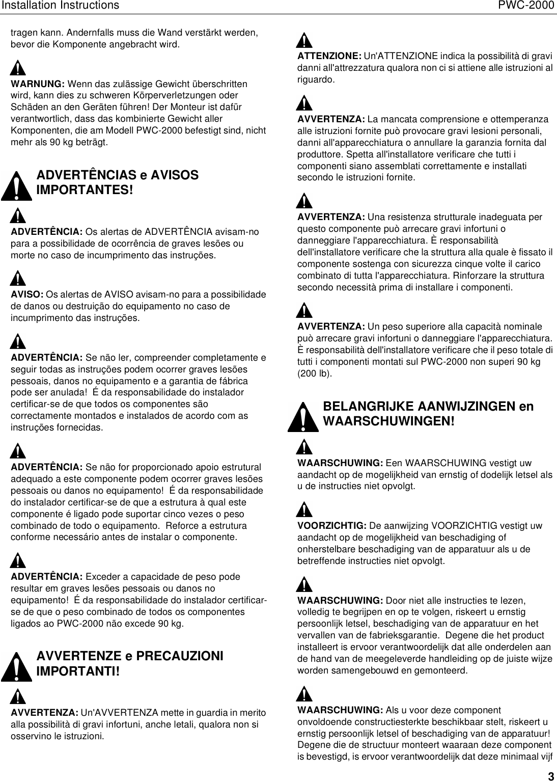 Page 3 of 10 - Chief-Manufacturing Chief-Manufacturing-Pwc-2000-Users-Manual- PWC2000 INSTALLATION INSTRUCTIONS  Chief-manufacturing-pwc-2000-users-manual