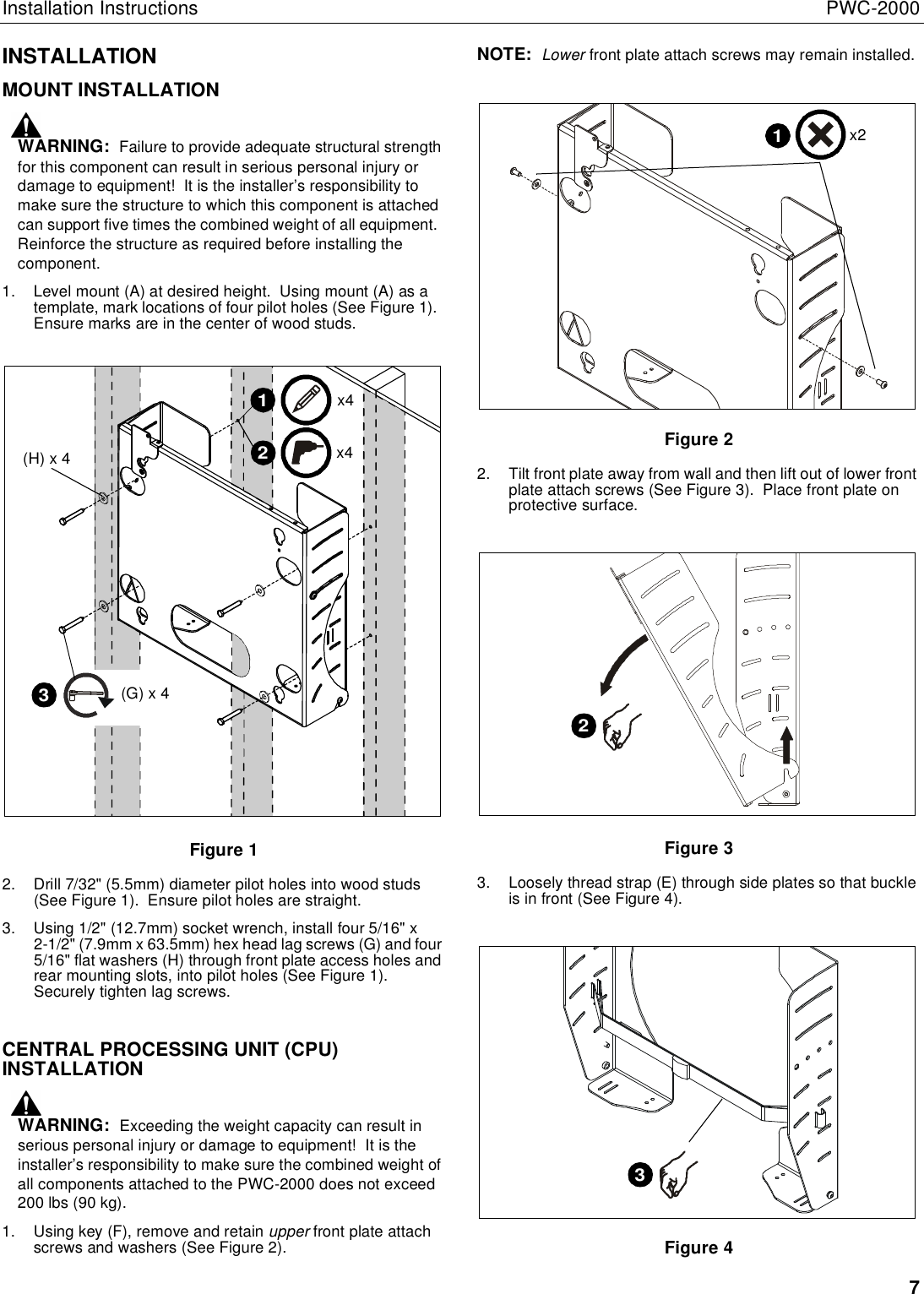 Page 7 of 10 - Chief-Manufacturing Chief-Manufacturing-Pwc-2000-Users-Manual- PWC2000 INSTALLATION INSTRUCTIONS  Chief-manufacturing-pwc-2000-users-manual