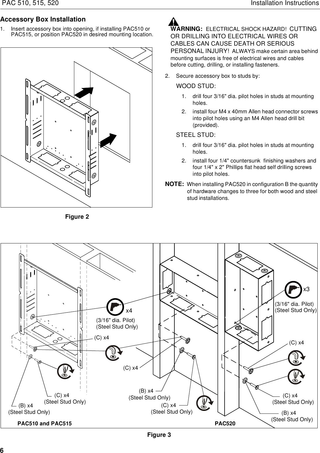 Page 6 of 8 - Chief-Manufacturing Chief-Manufacturing-Ventilation-Hood-Pac510-Users-Manual- PAC510-515-520 INSTALLATION INSTRUCTIONS  Chief-manufacturing-ventilation-hood-pac510-users-manual