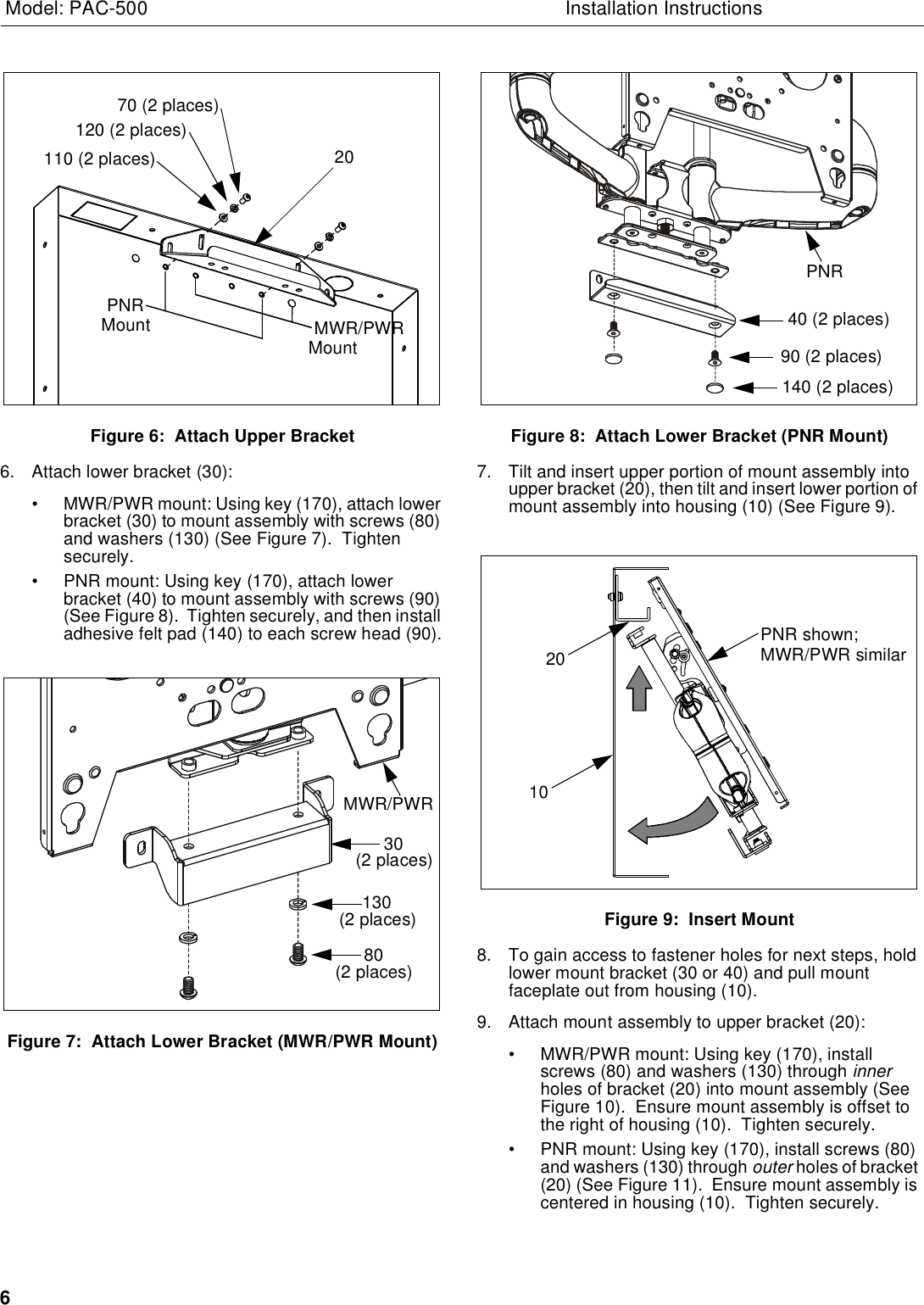 Page 6 of 8 - Chief Chief-Tv-Mount-Pac-500-Users-Manual- PAC500 INSTALLATION INSTRUCTIONS  Chief-tv-mount-pac-500-users-manual