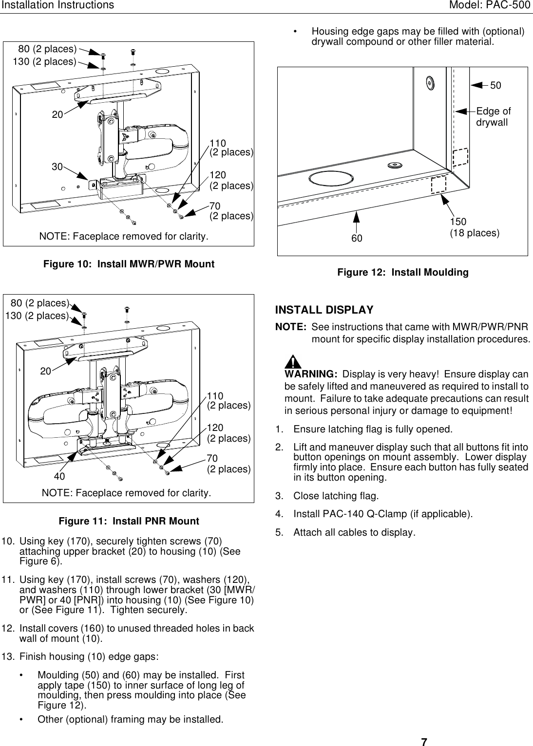 Page 7 of 8 - Chief Chief-Tv-Mount-Pac-500-Users-Manual- PAC500 INSTALLATION INSTRUCTIONS  Chief-tv-mount-pac-500-users-manual