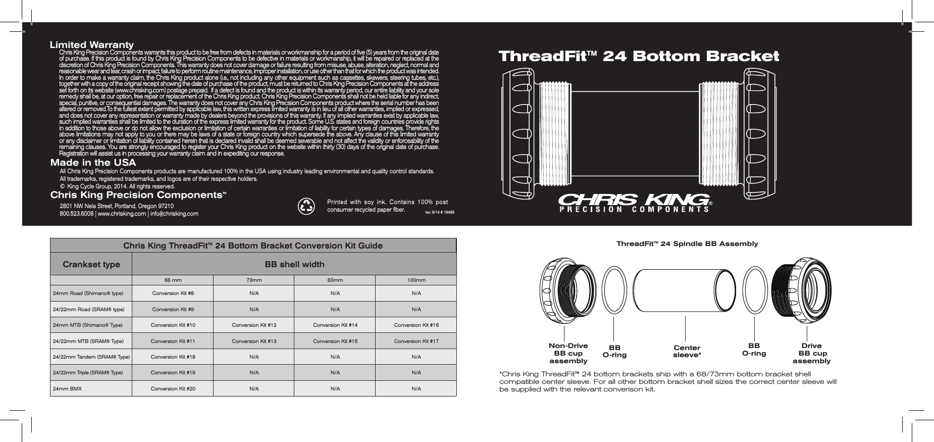 Page 1 of 2 - Chris King Threadfit 24 Manual 9-14 User Thread Fit