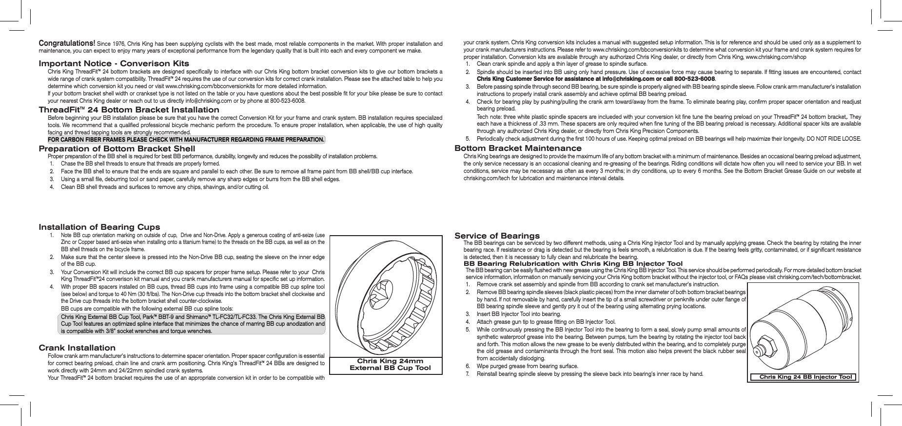 Page 2 of 2 - Chris King Threadfit 24 Manual 9-14 User Thread Fit