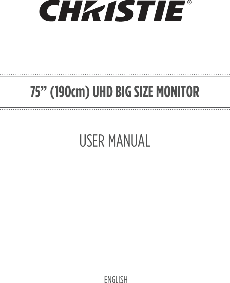 75&rdquo; (190cm) UHD BIG SIZE MONITORENGLISHUSER MANUAL