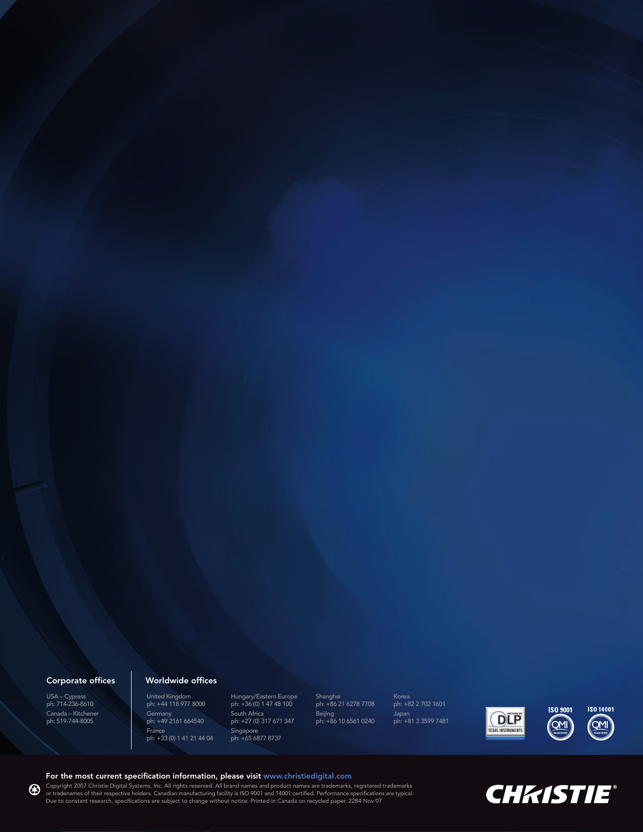 Page 8 of 8 - Christie-Digital-Systems Christie-Digital-Systems-Mirage-Series-Users-Manual-  Christie-digital-systems-mirage-series-users-manual