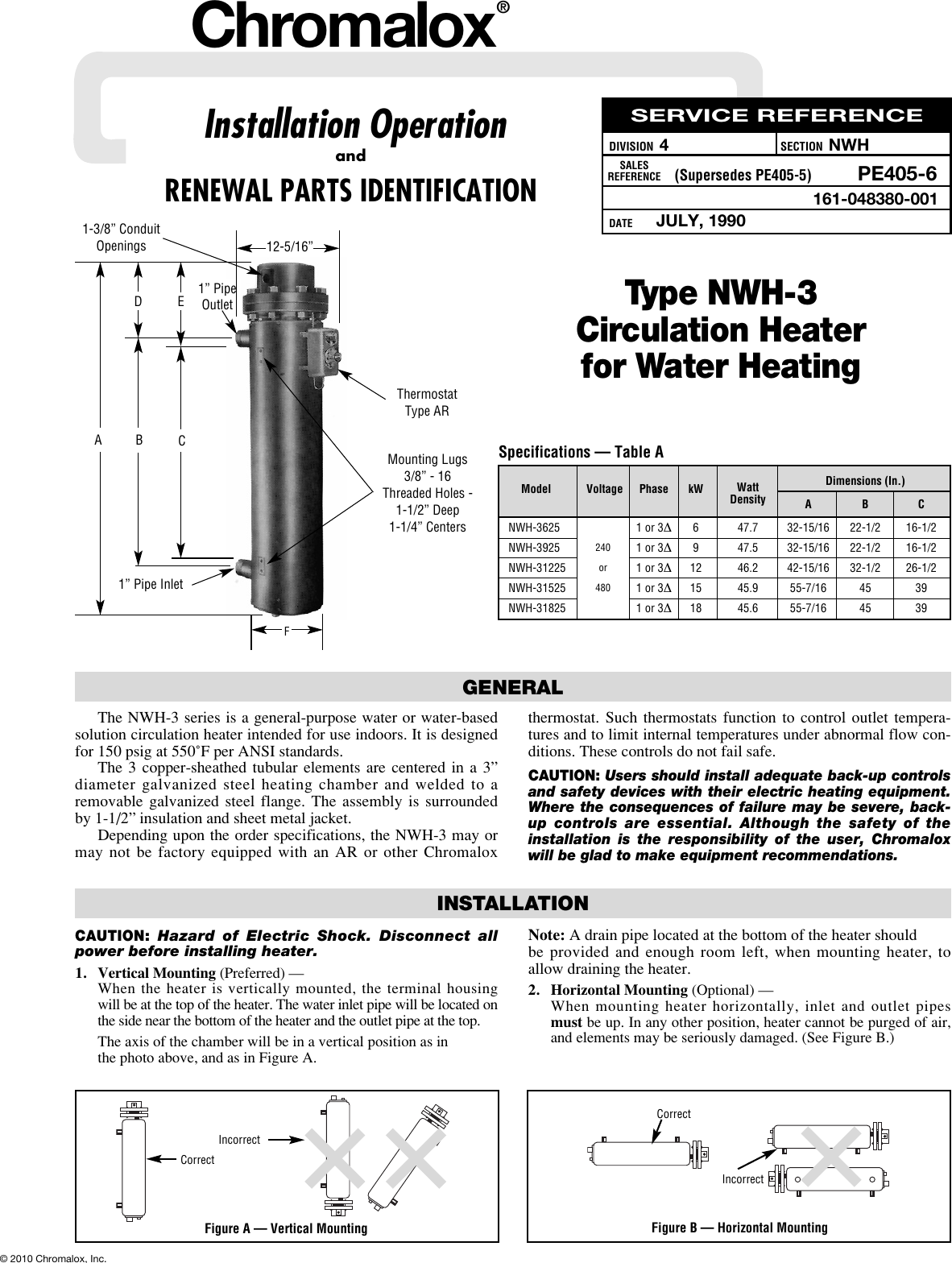 Page 1 of 4 - Chromalox Chromalox-Nwh-31225-Users-Manual- PE405-6 CHX  Chromalox-nwh-31225-users-manual