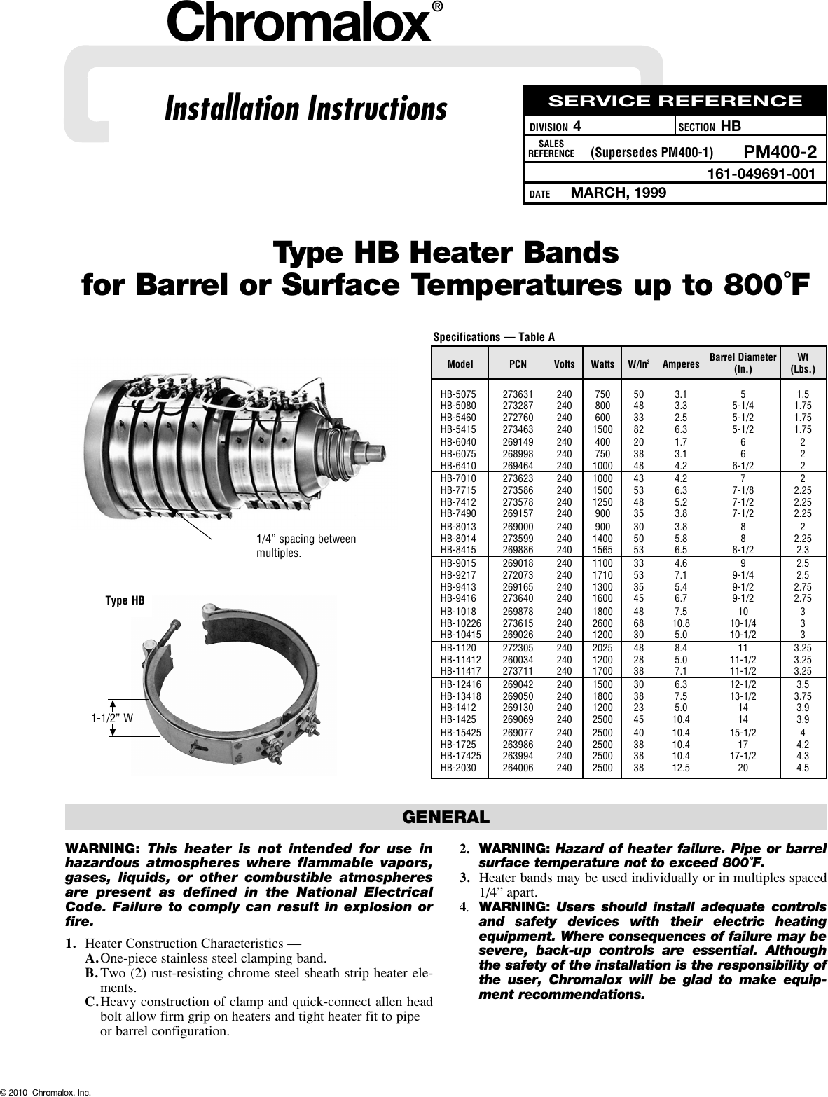 Page 1 of 4 - Chromalox Chromalox-Pm400-2-Users-Manual- PM400-2 CHX  Chromalox-pm400-2-users-manual