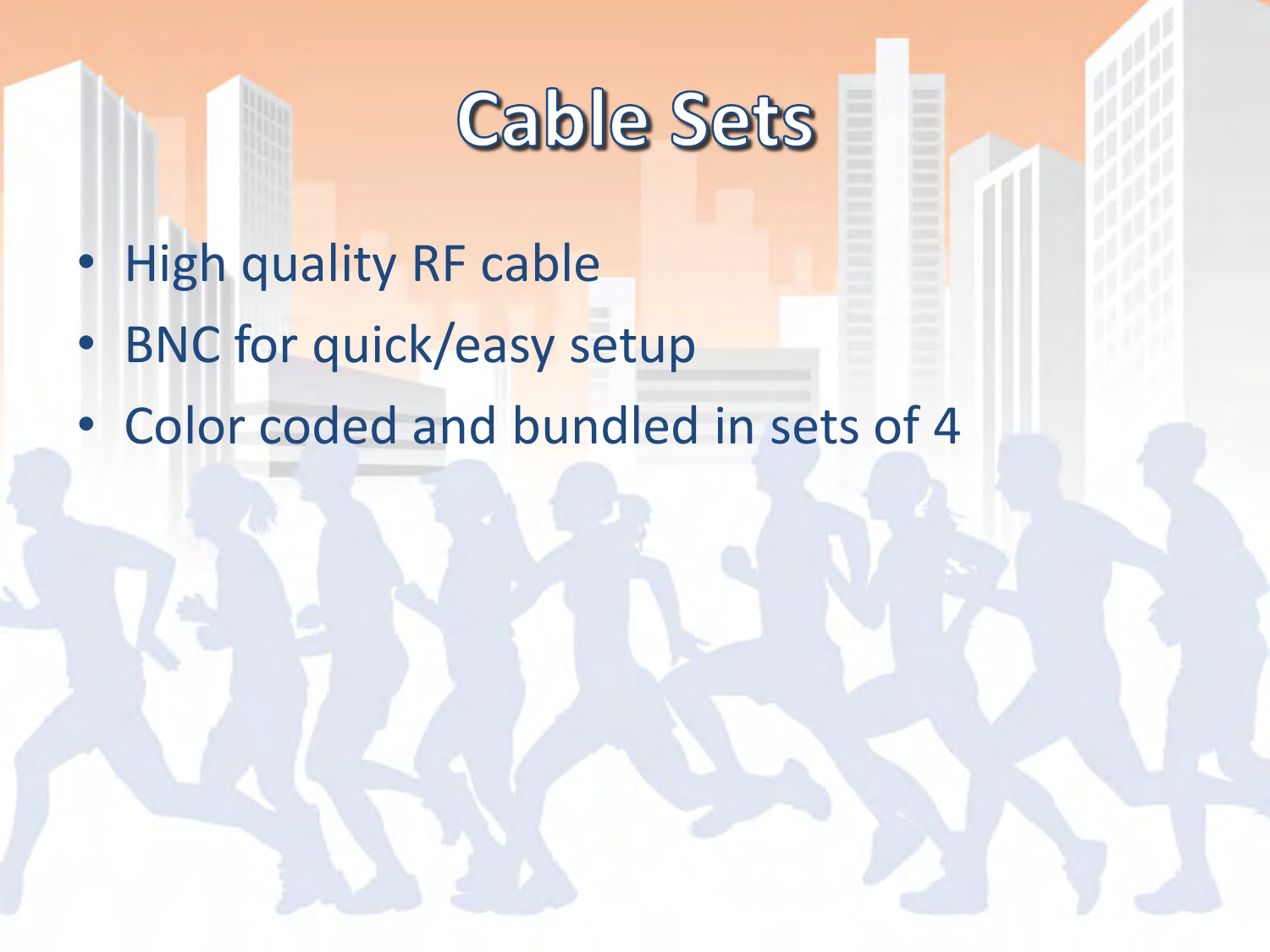 •High quality RF cable •BNC for quick/easy setup •Color coded and bundled in sets of 4 