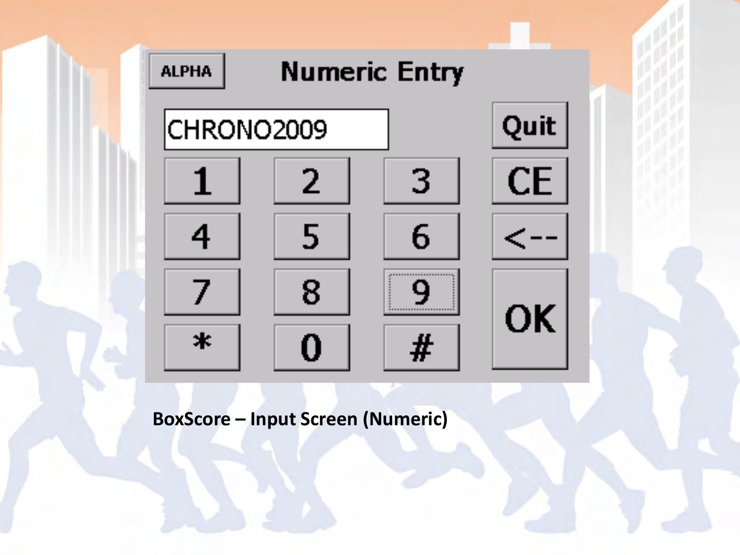 BoxScore – Input Screen (Numeric) 