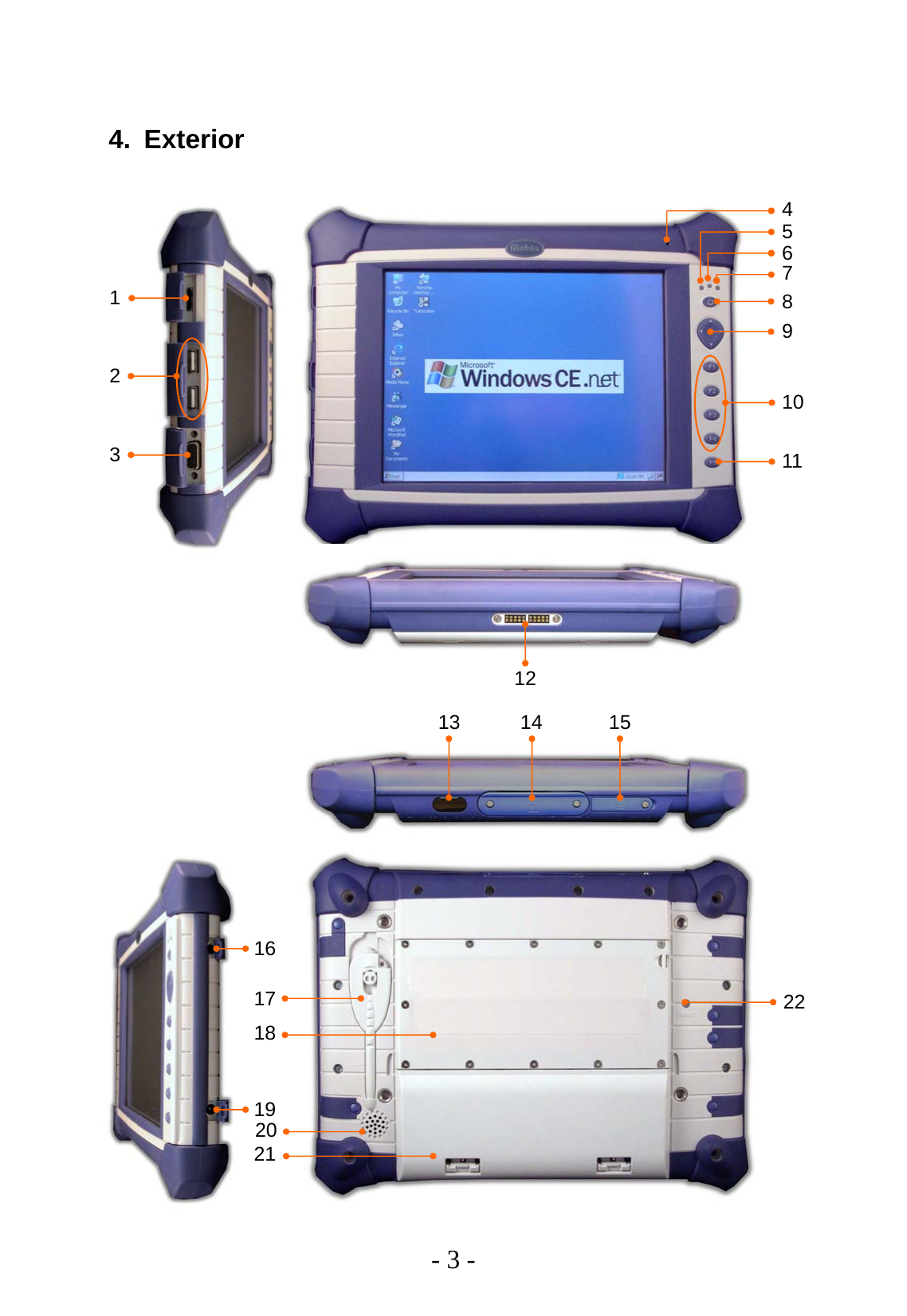   - 3 -  4. Exterior 7 6 5 8 9 10 11 12 1 2 3 13 14  15 16 19 17 18 21 4 20 22 