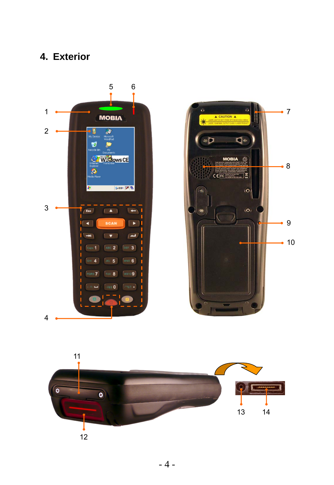   - 4 -  4. Exterior 11 12 13 14 1 3 5 6 2 4 7 10 8 9 