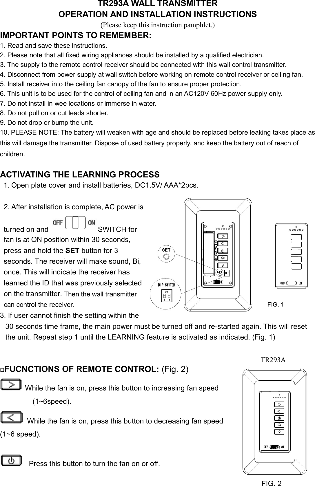 Page 1 of Chungear Co CE10701 WALL TRANSMITTER User Manual 